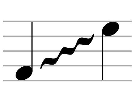 Black music symbol of Glissando or Portamento on ledger linesのイラスト素材