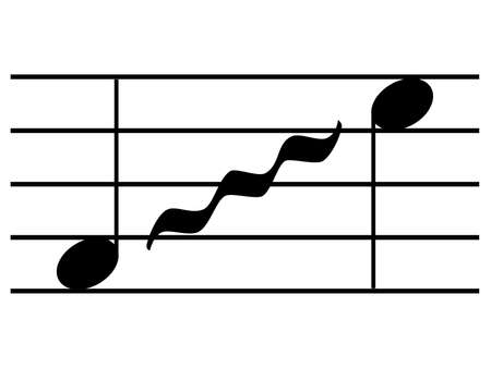 Black music symbol of Glissando or Portamento on staff linesのイラスト素材