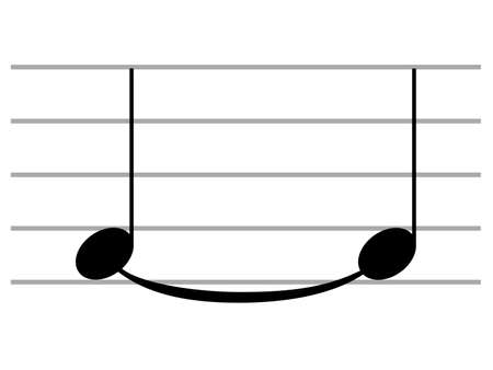 Black music symbol of Tie on ledger linesのイラスト素材