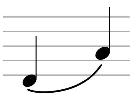 Black music symbol of Slur on ledger linesのイラスト素材