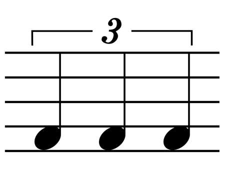 Black music symbol of Tuplet on staff linesのイラスト素材