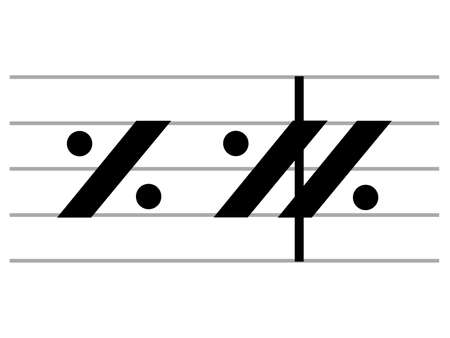 Black music symbol of Simile marks on ledger linesのイラスト素材