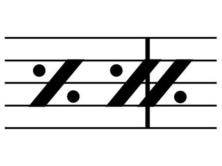 Black music symbol of Simile marks on staff linesのイラスト素材