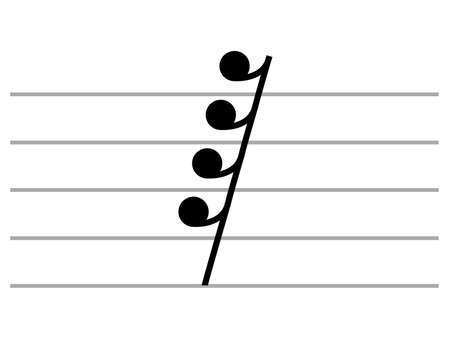 Black music symbol of Sixty fourth note rest on ledger linesのイラスト素材