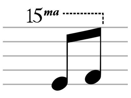 Black music symbol of Quindicesima on ledger linesのイラスト素材