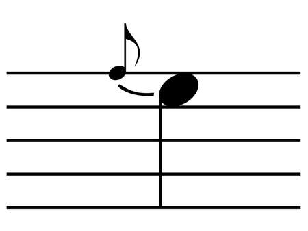Black music symbol of Appoggiatura on staff linesのイラスト素材