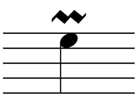 Black music symbol of Upper mordent on staff linesのイラスト素材