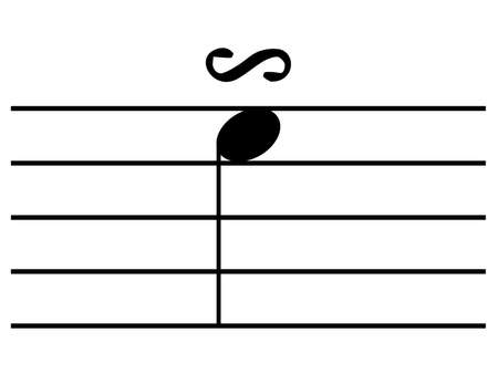 Black music symbol of Turn note on staff linesのイラスト素材