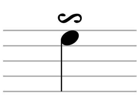 Black music symbol of Turn note on ledger linesのイラスト素材