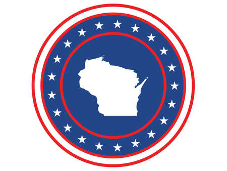 Vector illustration of Badge of the State of Wisconsin in Colors of USA flagのイラスト素材