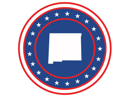 Vector illustration of Badge of the State of New Mexico in Colors of USA flagのイラスト素材