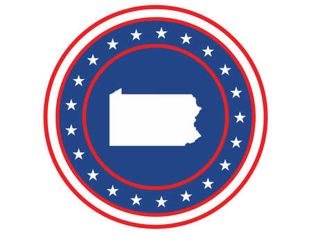 Vector illustration of Badge of the State of Pennsylvania in Colors of USA flagのイラスト素材