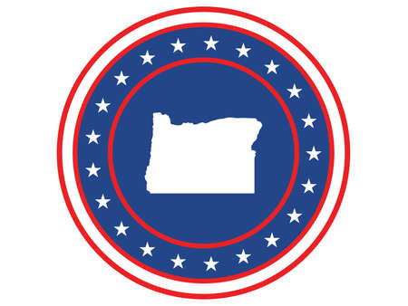 Vector illustration of Badge of the State of Oregon in Colors of USA flagのイラスト素材