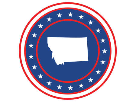 Vector illustration of Badge of the State of Montana in Colors of USA flagのイラスト素材