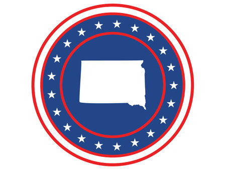 Vector illustration of Badge of the State of South Dakota in Colors of USA flagのイラスト素材