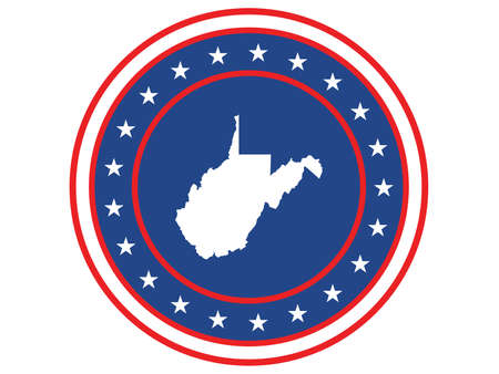 Vector illustration of Badge of the State of West Virginia in Colors of USA flagのイラスト素材