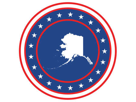 Vector illustration of Badge of the State of Alaska in Colors of USA flagのイラスト素材