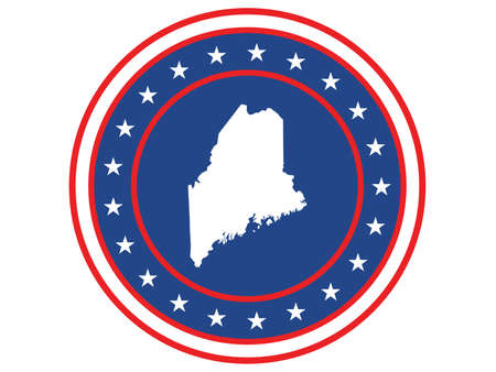 Vector illustration of Badge of the State of Maine in Colors of USA flagのイラスト素材