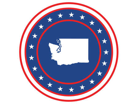 Vector illustration of Badge of the State of Washington in Colors of USA flagのイラスト素材