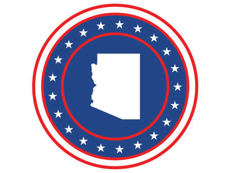 Vector illustration of Badge of the State of Arizona in Colors of USA flagのイラスト素材