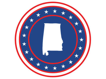 Vector illustration of Badge of the State of Alabama in Colors of USA flagのイラスト素材