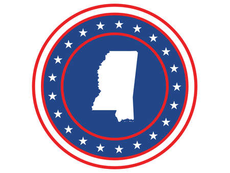 Vector illustration of Badge of the State of Mississippi in Colors of USA flagのイラスト素材
