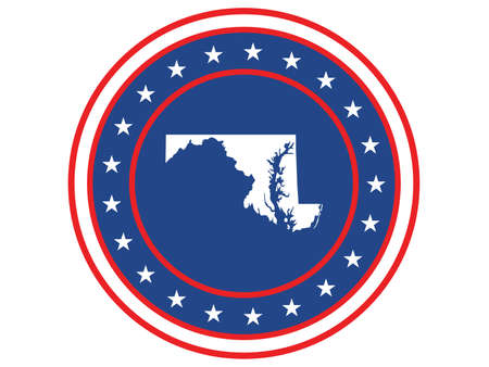 Vector illustration of Badge of the State of Maryland in Colors of USA flagのイラスト素材