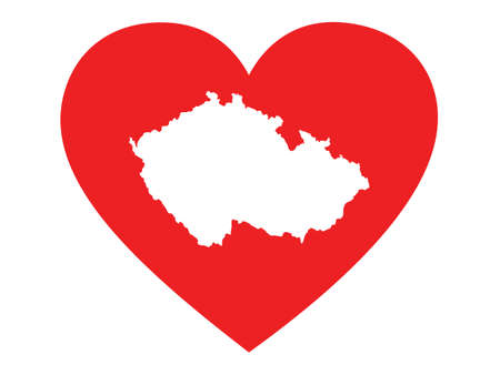 White map of Czech Republic inside red heart shapeのイラスト素材