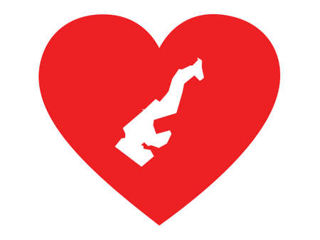 White map of Monaco inside red heart shapeのイラスト素材