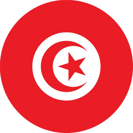 Circular national flag of Tunisiaのイラスト素材