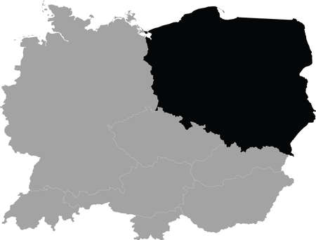 Black Map of Poland within the gray map of Central Europeのイラスト素材