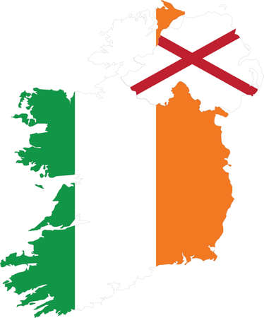 Map of the Irish island countries with the national flagのイラスト素材