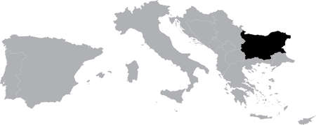 Black Map of Bulgaria within the gray map of South Europeのイラスト素材