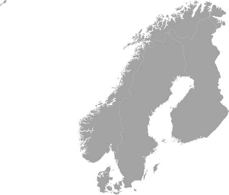 Gray Map of Scandinavian peninsula countriesのイラスト素材