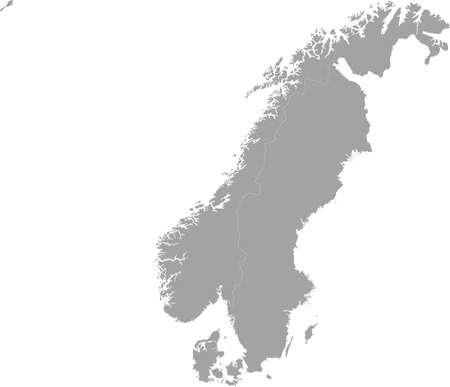 Gray Map of Scandinavian peninsula countriesのイラスト素材