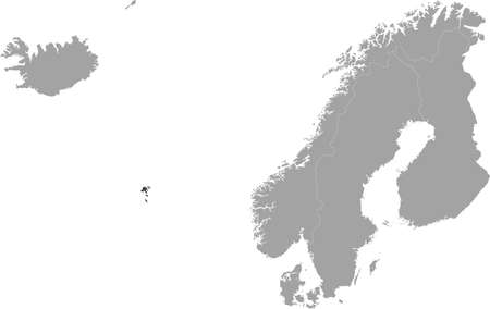 Black Map of Faroe Islands within the gray map of Northern Europe - Nordic countriesのイラスト素材