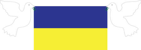 Ukrainian flag and dove of peaceのイラスト素材