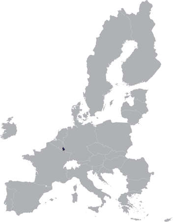 Map of Luxembourg with European union flag within the gray map of European Union countriesのイラスト素材