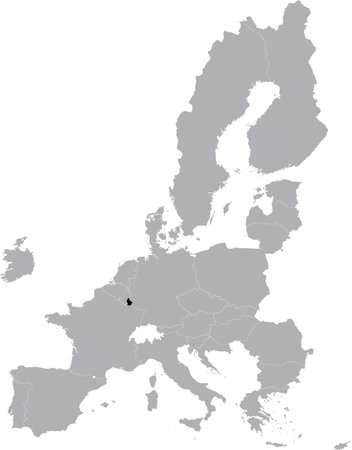 Black Map of Luxembourg within the gray map of European Unionのイラスト素材