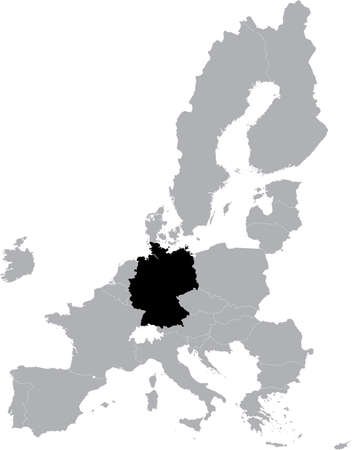 Black Map of Germany within the gray map of European Unionのイラスト素材