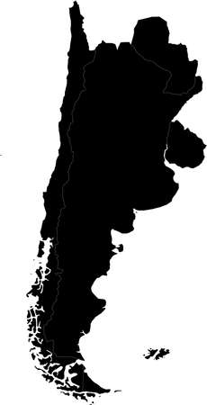 Black Map of the states of the southern region of South Americaのイラスト素材