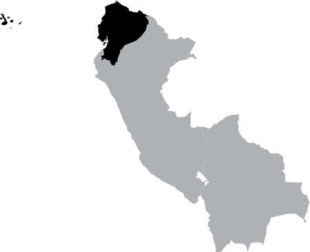 Black Map of Ecuador within the gray map of the western region of South Americaのイラスト素材