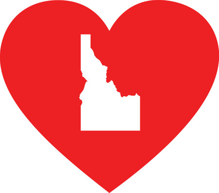 vector illustration of White Map of US federal state of Idaho inside red heart shapeのイラスト素材
