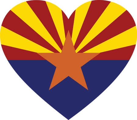 Vector illustration of Flag of US federal state of Arizona within a heart shapeのイラスト素材