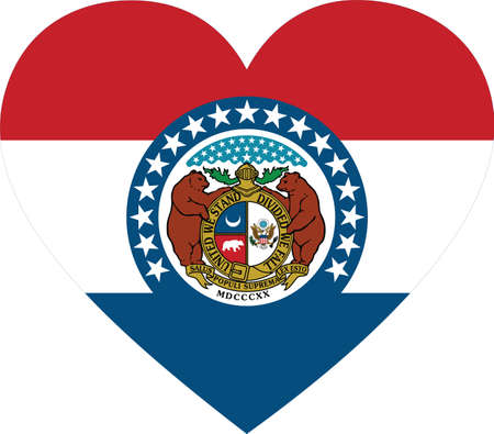 vector illustration of Flag of US federal state of Missouri within a heart shapeのイラスト素材