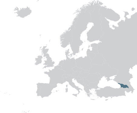 vector illustration of Blue Map of Georgia within gray map of European continentのイラスト素材