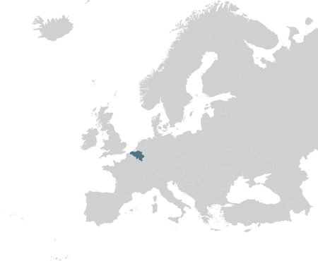 vector illustration of Blue Map of Belgium within gray map of European continentのイラスト素材