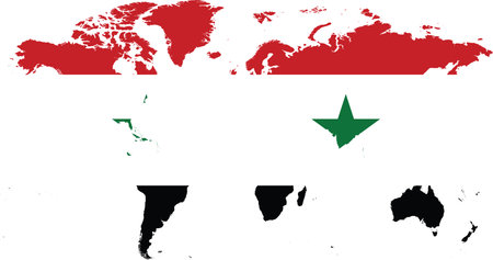 vector illustration of World map in colors of flag of Syriaのイラスト素材