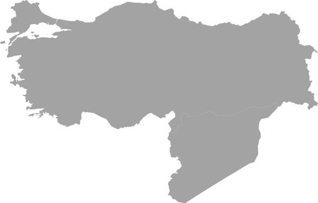 vector illustration of Gray Map of Turkey and Syriaのイラスト素材