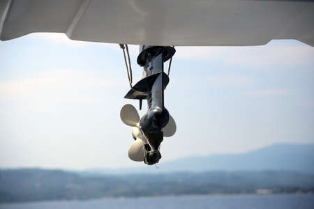 Screw from a motor boat in the background of the sea. Lifeboat.の写真素材